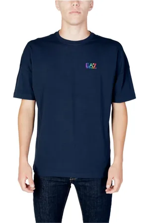 EA7 Top, Herre, Blå, XS, Bomuld, Blå Kortærmet T-shirt