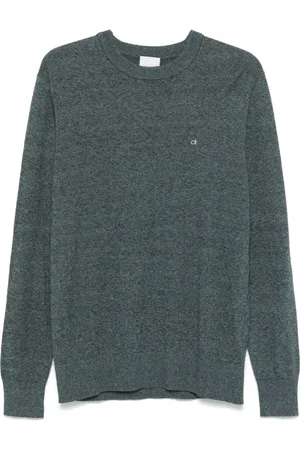Calvin Klein Strik, Herre, Blå, M, Crew Neck Sweater Ribbed