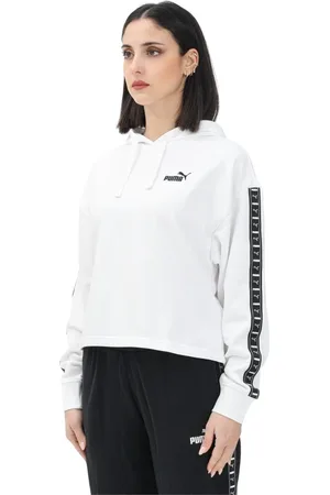 PUMA Sweathshirts & Hoodies, Dame, Hvid, S, Hvid hættetrøje med Tape Design