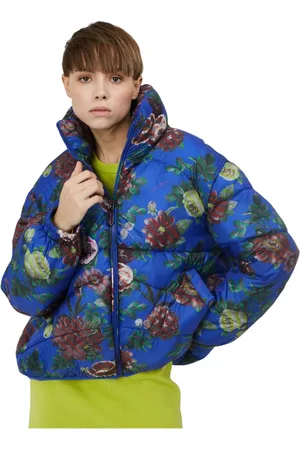 Silvian Heach Jakke, Dame, Blå, M, Uld, Oversized Print Bomber Jakke