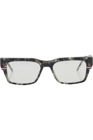 Thom Browne Tilbehør, unisex, Grå, ONE SIZE, Uld, Rectangle Tbx714 Optiske Briller
