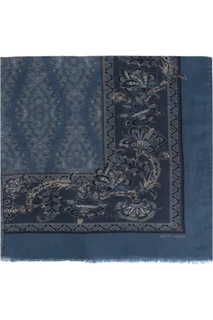 Etro Tilbehør, Herre, Blå, ONE SIZE, Cashmere, Paisley Print Cashmere Tørklæde