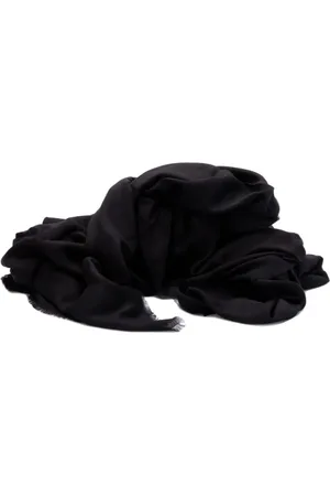 Elisabetta Franchi Tilbehør, Dame, Sort, ONE SIZE, Tekstureret Tørklæde med Flosset Kant