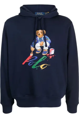 Ralph Lauren Sweathshirts & Hoodies, Herre, Blå, 2XL, Bomuld, Broderet Graphic Fleece Hættetrøje