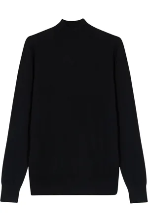 Brooks Brothers Strik, Herre, Sort, 2XL, Uld, Merinould Mock Neck Sweater
