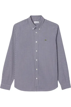 Lacoste Skjorte, Herre, Blå, 3XL, Bomuld, Regular Fit Bomuldsskjorte med tern