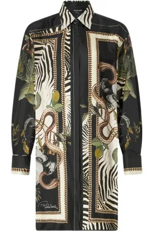 Roberto Cavalli Kjole, Dame, Flerfarvet, S, Jungle Print Silk Shirt