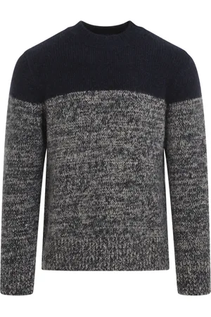 DRIES VAN NOTEN Strik, Herre, Flerfarvet, S, Uld, Luksuriøs Blå Sweater
