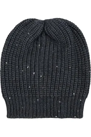 Brunello Cucinelli Tilbehør, Dame, Blå, S, Cashmere, Blå huer med cashmere og silke