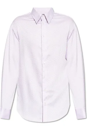 Emporio Armani Skjorte, Herre, Lilla, 2XL, Bomuld, Bomuldsskjorte med Jacquard-motiv