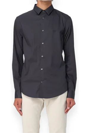 Emporio Armani Skjorte, Herre, Grå, 2XL, Bomuld, Camicia Shirt