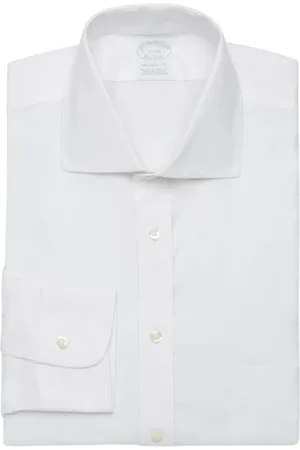 Brooks Brothers Skjorte, Herre, Hvid, 3XL, Bomuld, Strygefri skjorte med engelsk spread-krave