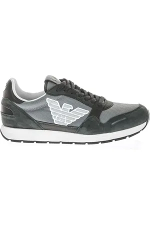 Emporio Armani Sko, Herre, Sort, 44 EU, Læder, Sort og grå sneakers