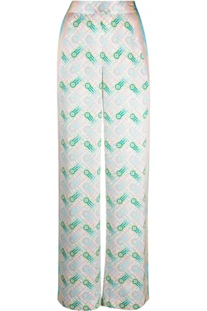 Casablanca Bukser, Dame, Hvid, 2XS, Satin, Ping Pong Print Bukser