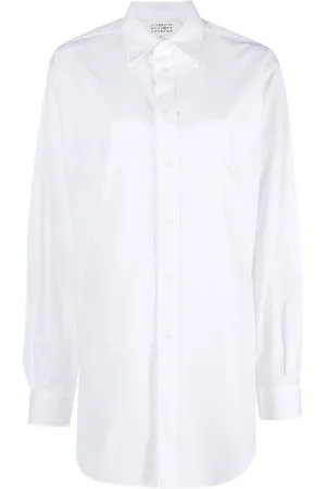Maison Margiela Bluser & Skjorter, Dame, Hvid, S, Bomuld, Hvid bomuldspoplin skjorte