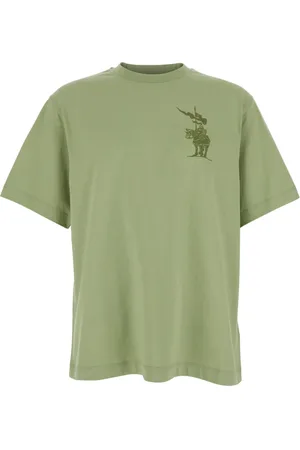 Burberry Top, Herre, Grøn, L, Bomuld, Equestrian Knight Logo T-Shirt