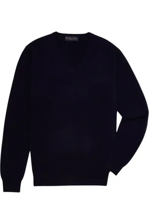 Brooks Brothers Strik, Herre, Blå, M, Cashmere, Cashmere V-Neck Sweater