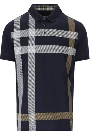 Barbour Top, Herre, Blå, M, Bomuld, Navy Polo Shirt med Skotsk Mønster