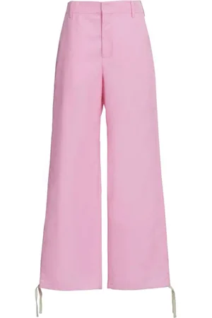 Marni Bukser, Dame, Lyserød, XS, Bomuld, Wide Leg Bukser med Broderet Logo