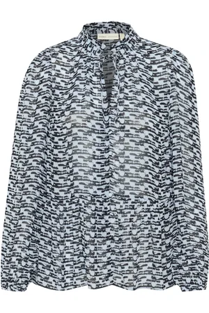 INWEAR Bluser & Skjorter, Dame, Flerfarvet, XS, Blå Abstrakt Print Skjortebluse