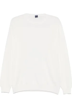 FEDELI Strik, Herre, Hvid, 2XL, Bomuld, Bomulds sweater