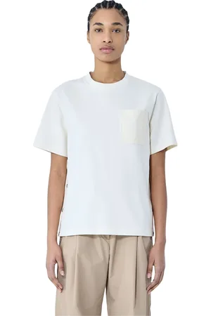 Moncler Top, Dame, Hvid, L, Bomuld, Bomuld Jersey Logo Motif T-Shirt