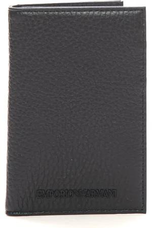 Emporio Armani Tilbehør, Herre, Sort, ONE SIZE, Læder, Hammer Leather Vertical Wallet med Kortholder