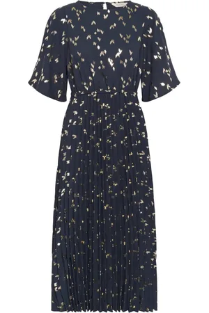 Part Two Kjole, Dame, Sort, XS, Polyester, Navy Foil Print Kjole Sarafinapw