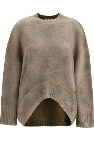 The Attico Strik, Dame, Grå, XS, Uld, Ribstrikket uldsweater med logo broderi