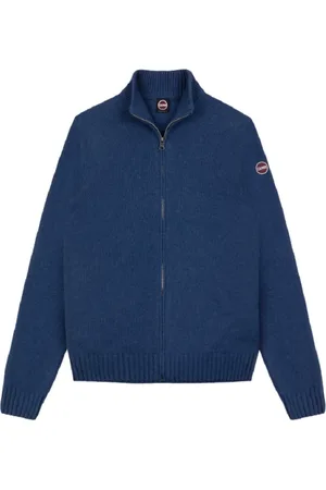 Colmar Strik, Herre, Blå, S, Cashmere, Blå Cashmere Blend Zip Sweater