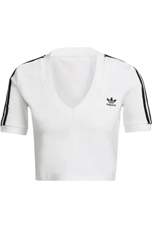 adidas Top, Dame, Hvid, L, Bomuld, V-hals T-shirt