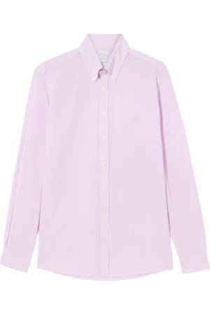 Brooks Brothers Skjorte, Herre, Lilla, 2XL, Bomuld, Slim Fit Stribet Seersucker Button Down Skjorte