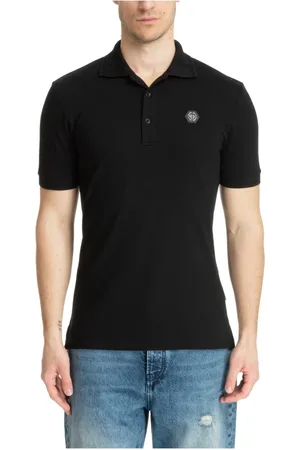 Philipp Plein Top, Herre, Sort, L, Bomuld, Enkel Gothic Polo Shirt med Logo