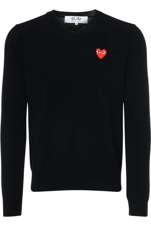 Comme des Garçons Strik, Herre, Sort, M, Uld, Red Emblem Striktrøje