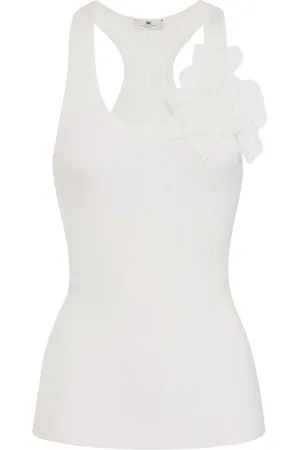 Elisabetta Franchi Top, Dame, , L, Ivory Top med Unik Stil