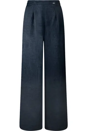 Bomboogie Bukser, Dame, Blå, XS, Linned, Linned Palazzo Bukser