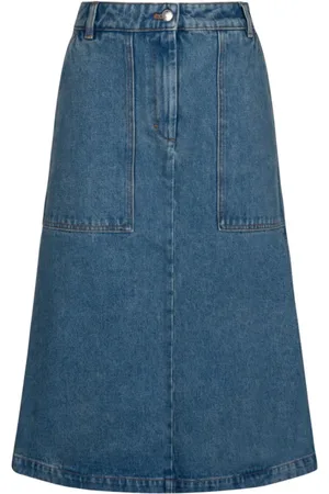 Maison Kitsuné Nederdel, Dame, Blå, W28, Denim, Indigo Denim Midi Skirt