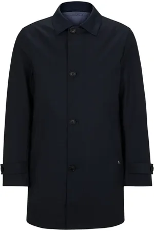 HUGO BOSS Frakke, Herre, Blå, 3XL, Marine Stretch-Wool Regular-Fit Frakke