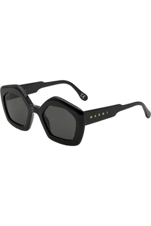 Marni Tilbehør, Dame, Sort, 51 MM, Hexagonale Sorte Solbriller