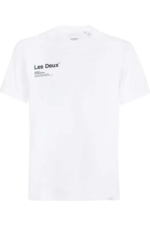 Les Deux Top, Herre, Hvid, 2XL, Bomuld, Brody Crew-Neck T-shirt med rygprint