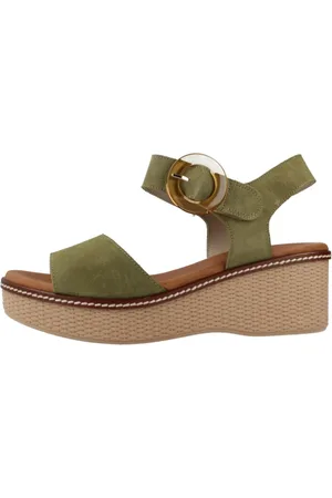 Fluchos Sko, Dame, Grøn, 39 EU, Stropløs Kile Sandal