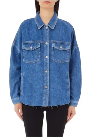 Liu Jo Bluser & Skjorter, Dame, Blå, S, Denim, Denimskjorte med spids krave