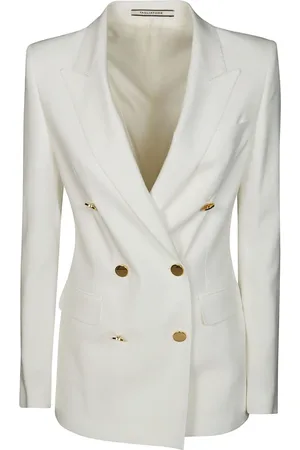 TAGLIATORE Jakke, Dame, Hvid, M, Double-Breasted Viscose Textured Jacket