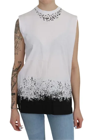 Dsquared2 Top, Dame, Hvid, M, Bomuld, Ærmeløs Top med Rund Hals