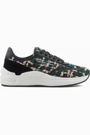 Emporio Armani Sko, Dame, Sort, 38 EU, Uld, Sporty sko med bouclé-detaljer