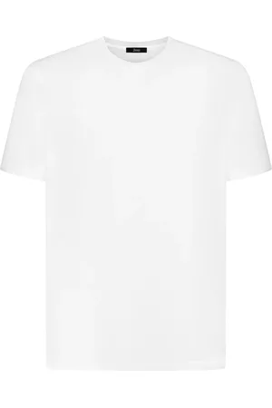 HERNO Top, Herre, Hvid, 2XL, Bomuld, Ribbet crew-neck T-shirt