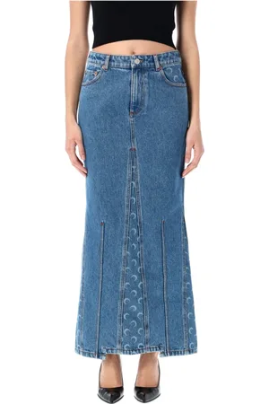 Marine Serre Nederdel, Dame, Blå, XS, Denim, Moon Laser Denim Lang Nederdel
