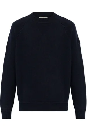 Moncler Strik, Herre, Blå, XL, Uld, Uld og Cashmere Crewneck Sweater