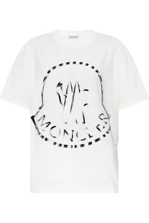 Moncler Top, Dame, Hvid, XS, Bomuld, Logo T-Shirt