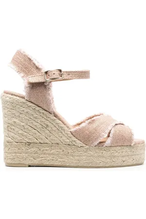 Castaner Sko, Dame, Lyserød, 41 EU, Crossover Strap Wedge Espadriller